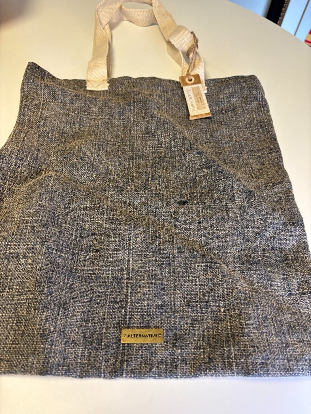 Alternative Apparel tote in indigo. Eco friendly market bag/every day tote.